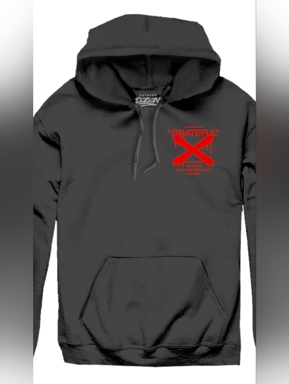 Popular Poison Grateful Angel Faith Over Fear Black Graphic Hoodie M